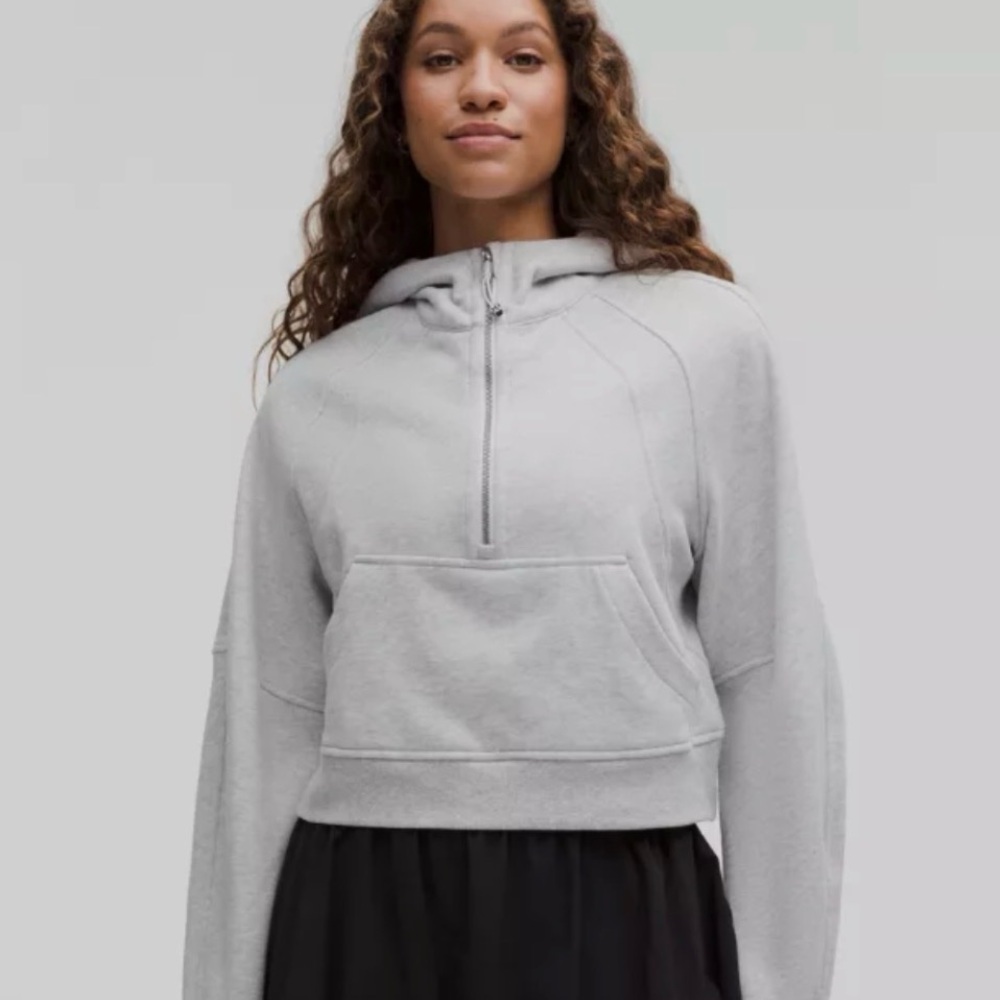 lululemon athletica Light Gray Cropped Half-Zip Hoodie M/L